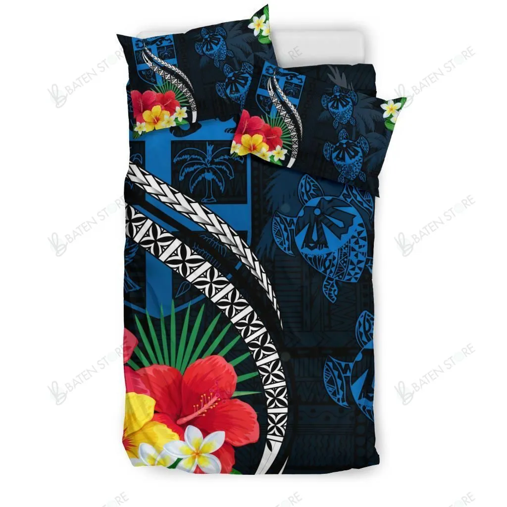 Fiji Turtle Coat Of Arm Hibiscus Bedding Set Bedroom Decor
