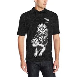 Polynesian Pride Polo Shirt - Rugby Haka Black Polo Shirt