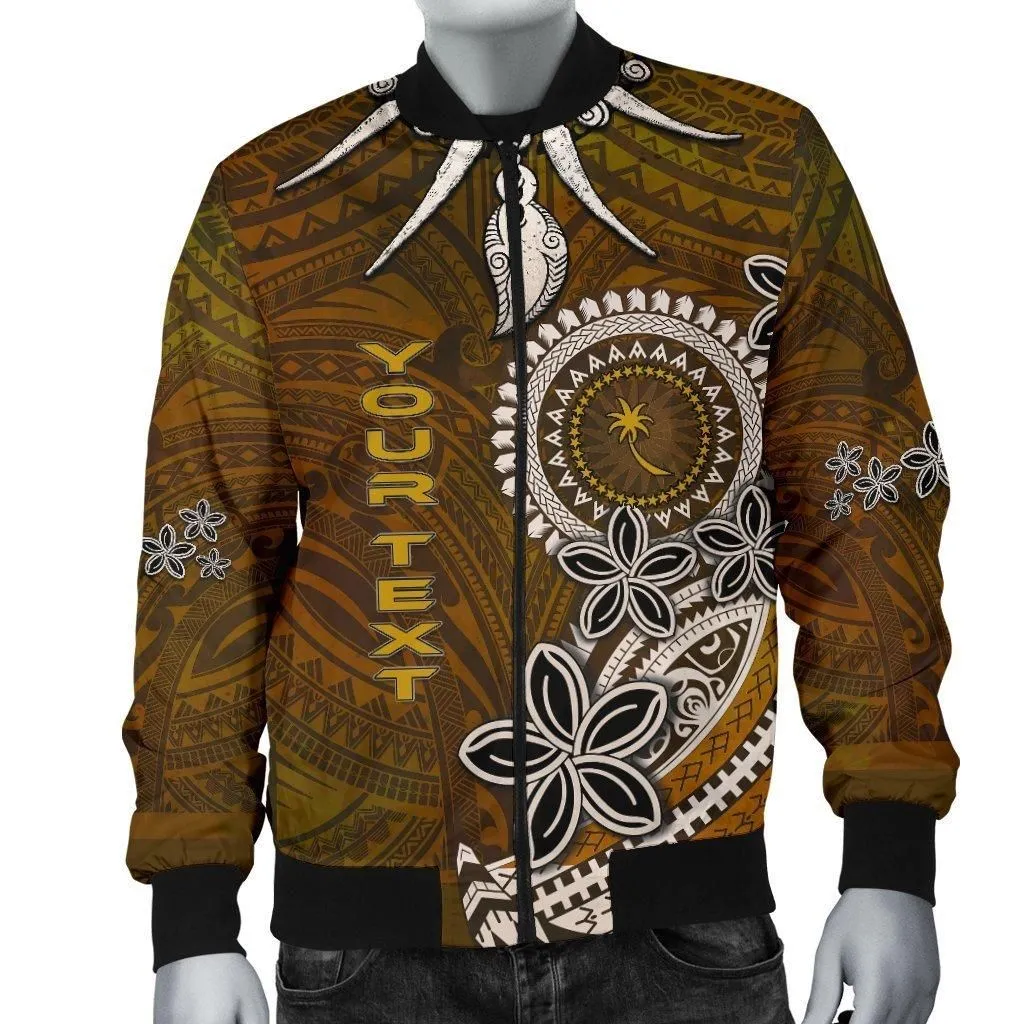 Chuuk Custom Personalised Mens Bomber Jacket - Polynesian Boar Tusk