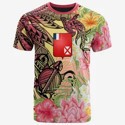 Wallis and Futuna T shirt - Flowers Tropical With Sea Animals