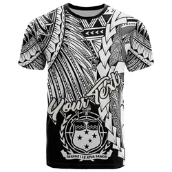 Samoa Polynesian Custom Personalised T-Shirt - Tribal Wave Tattoo White