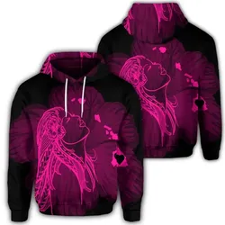 Alohawaii Hoodie - Hawaiian Map Heart Hula Girl Hibiscus Pink Polynesian Hoodie - AH - J4R