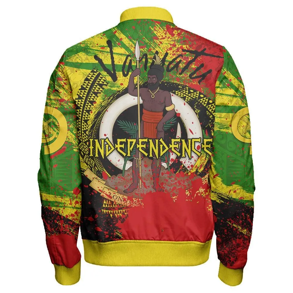 Vanuatu Independence Day Grunge Sleeve Zip Bomber Jacket  LT10