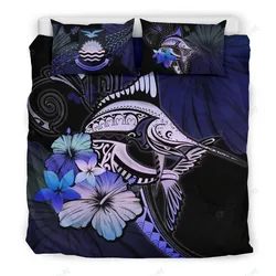 Kiribati Marlin And Hibiscus Bedding Set Bedroom Decor Purple