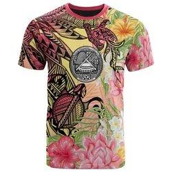 American Samoa T-Shirt - Flowers Tropical With Sea Animals