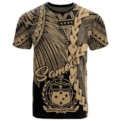 Samoa Polynesian T-Shirt - Tribal Wave Tattoo Gold