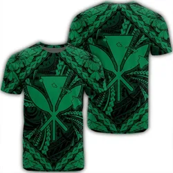 Hawaiian Map Kanaka Hibiscus Green Polynesian T-Shirt - AH