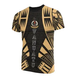 Vanuatu T shirt - Vanuatu Coat Of Arms Polynesian Tattoo Gold Style