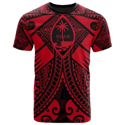 Guam Polynesian T-shirt - Red Guam Coat Of Arms Polynesian Tattoo - BN18