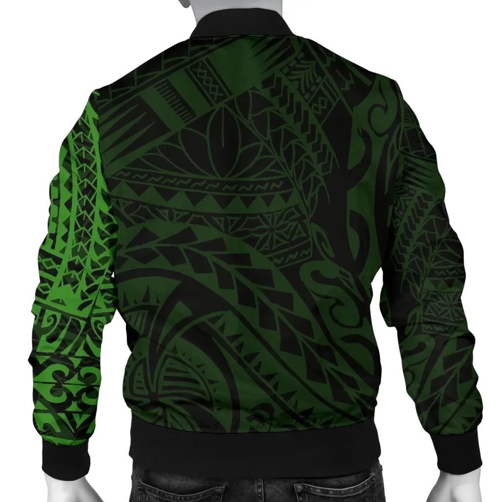 Polynesian Tattoo Style Men's Bomber Jacket Green A7