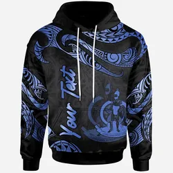Vanuatu Polynesian Custom Personalised Hoodie - Poly Tattoo Blue Version