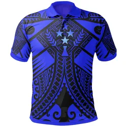 Kosrae Polo Shirts - Blue Seal with Polynesian Tattoo