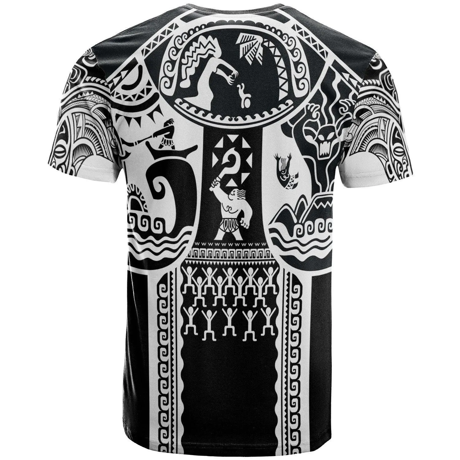 (Custom Personalised) Hawaii T Shirt - Coat Of Arm Hawaii & Polynesian Patterns Maui Tattoo White