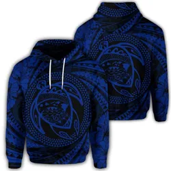Hawaiian Kanaka Honu Hibiscus Tornando Polynesian Blue Hoodie