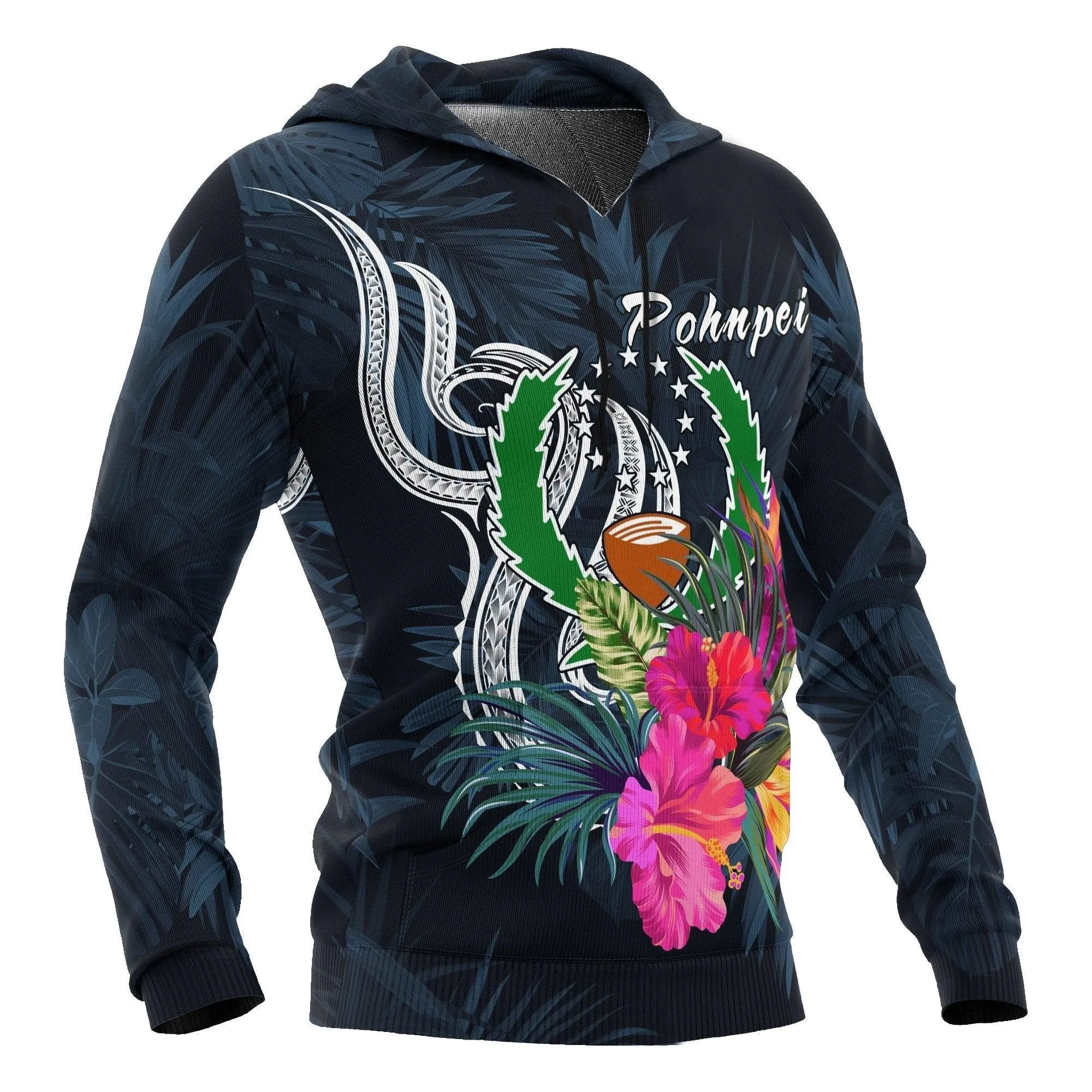Pohnpei Micronesia Hoodie - Tropical Flowers