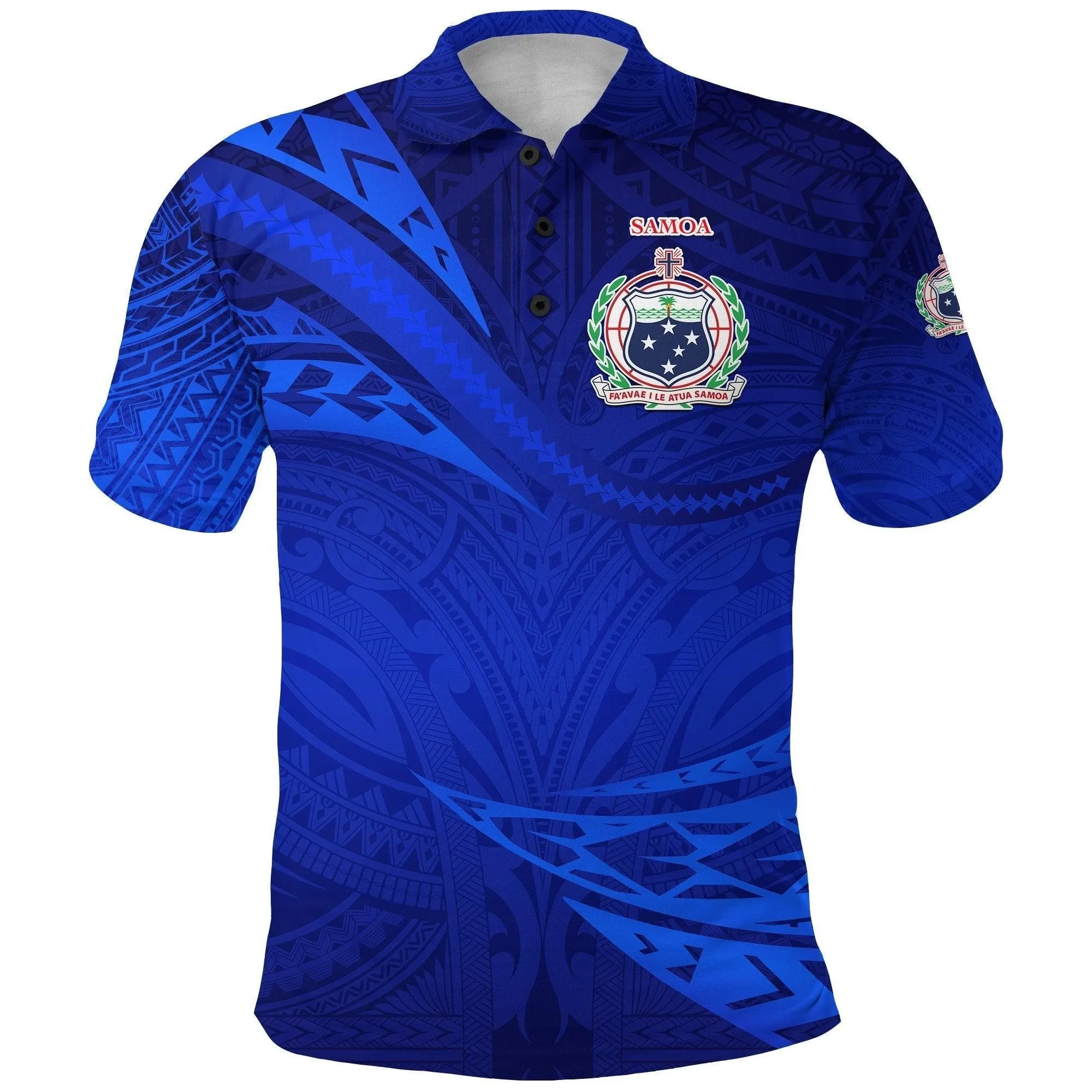 (Custom Personalised) Manu Samoa Rugby Polo Shirt Unique Version Full Blue