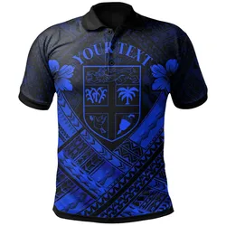 Fiji Polynesian Custom Personalised Polo Shirts - Fiji Blue Seal Camisole Hibiscus Style - BN18