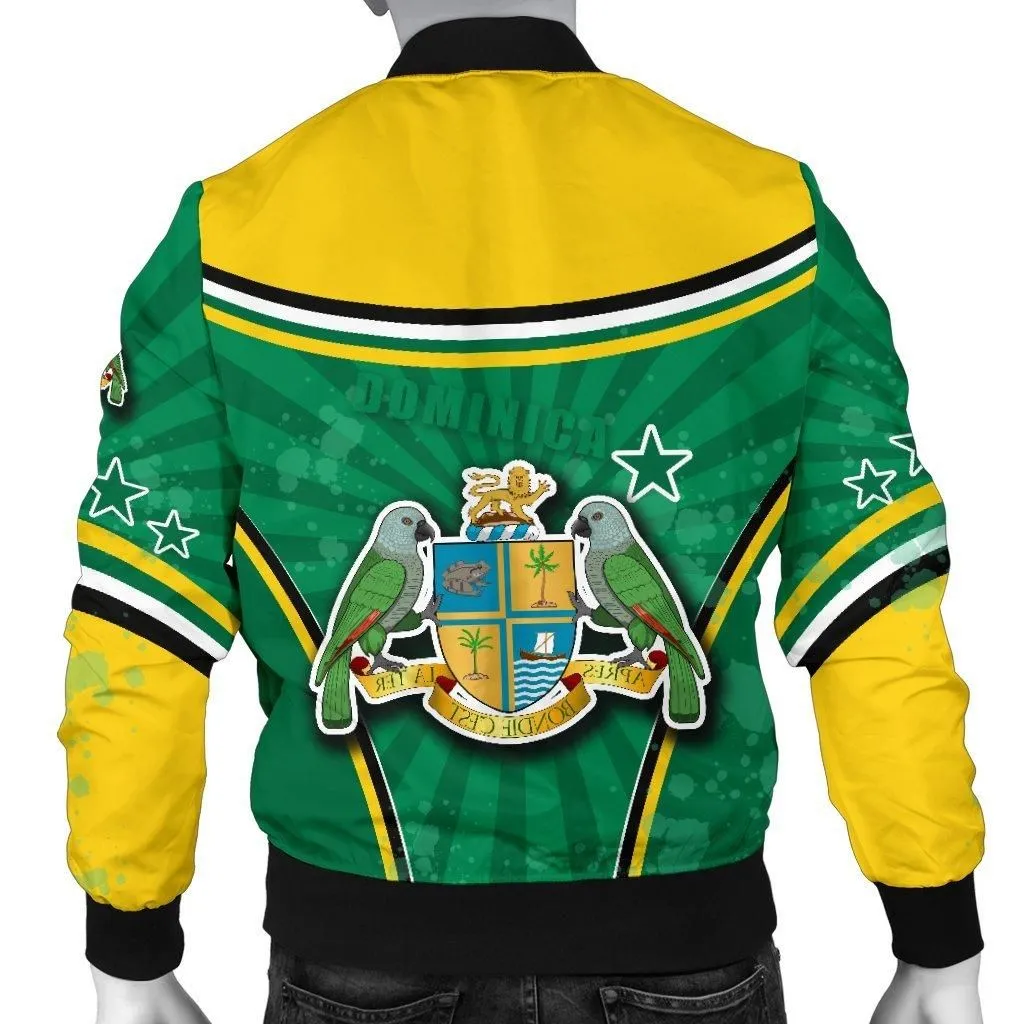 Dominica Men Bomber Jacket Circle Stripes Flag Version