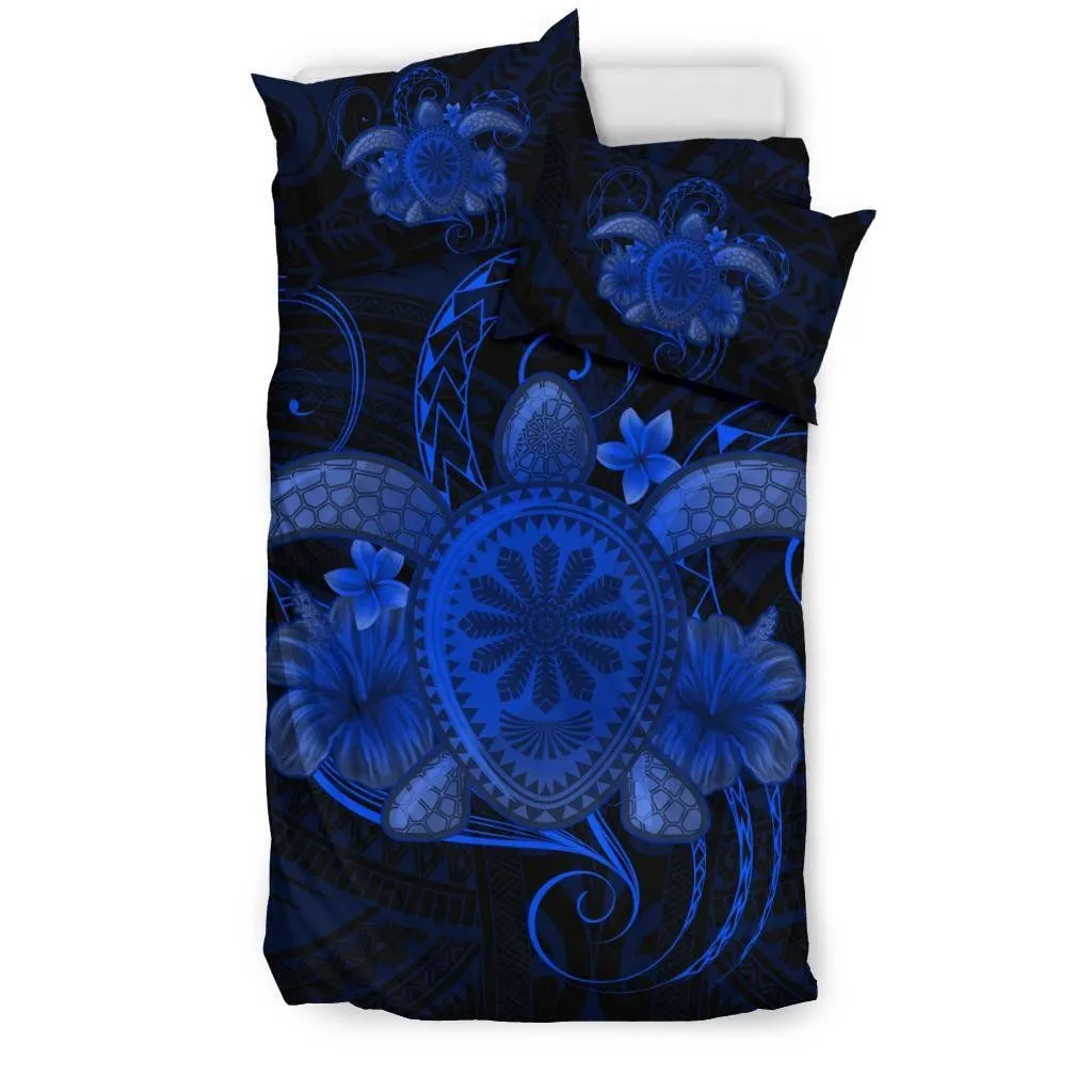 FamilyGater Bedding Set - Cover and Pillow Cases Hawaii Turtle Hibiscus Polynesian - Full Style - Blue - AH J4