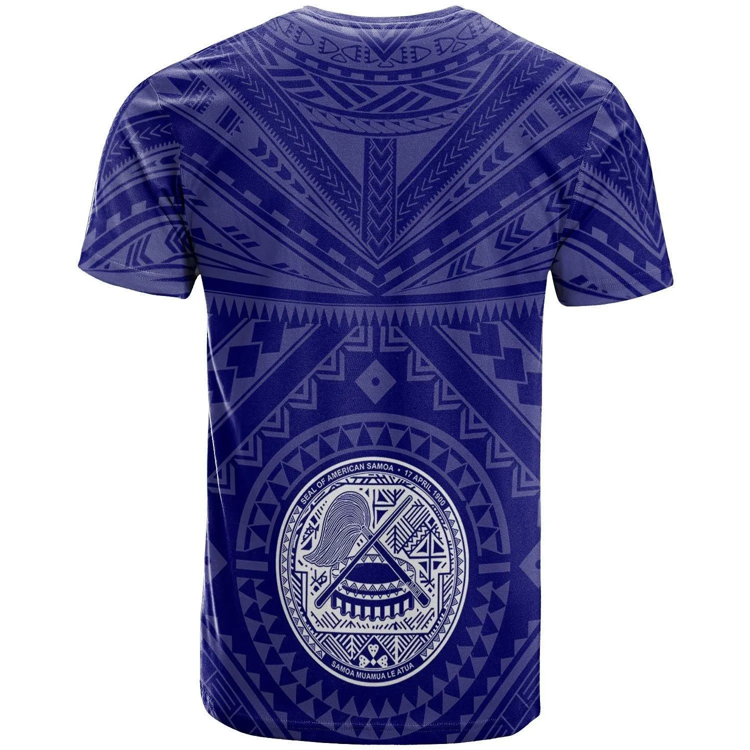 Alohawaii T-Shirt - Tee American Samoa Personalised - Seal In Polynesian Tattoo Style ( Blue) -BN25