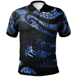 Fiji Polynesian Polo Shirt - Poly Tattoo Blue Version