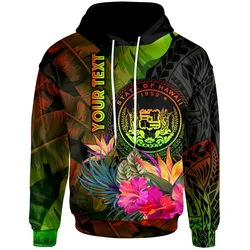 Polynesian Hawaii Polynesian Personalised Hoodie -  Hibiscus and Banana Leaves