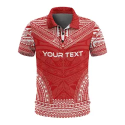 Tonga Custom Personalised Polo Shirt - Tonga Coat Of Arms Polynesian Chief Tattoo Red Version