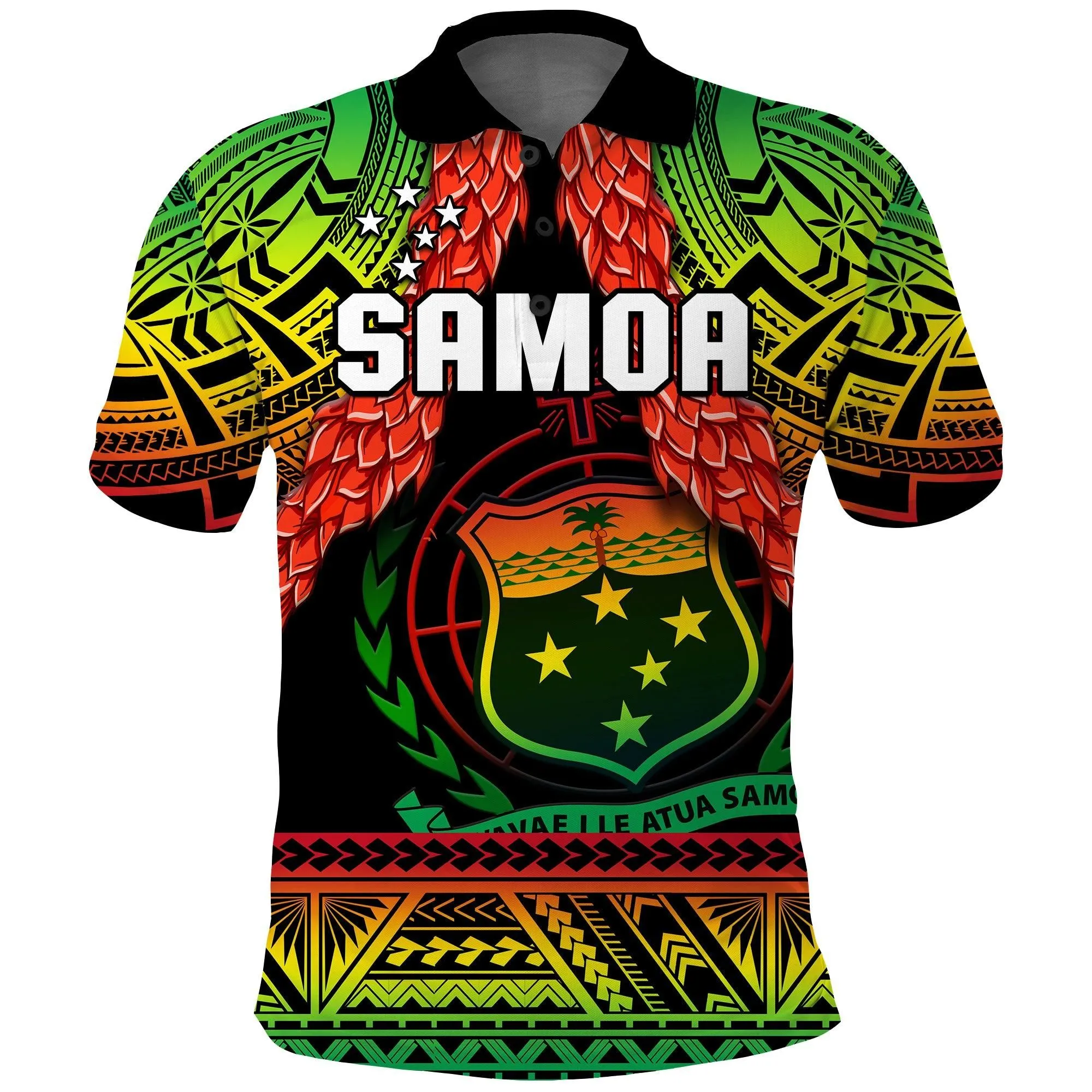 (Custom Text And Number) Samoa Rugby Polo Shirt Teuila Torch Ginger Gradient Style LT14