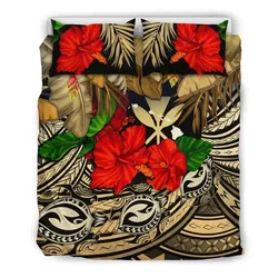 Alohawaii Bedding Set - Cover and Pillow Cases Kanaka Maoli (Hawaiian) - Polynesian Turtle And Hibiscus��Gold A24