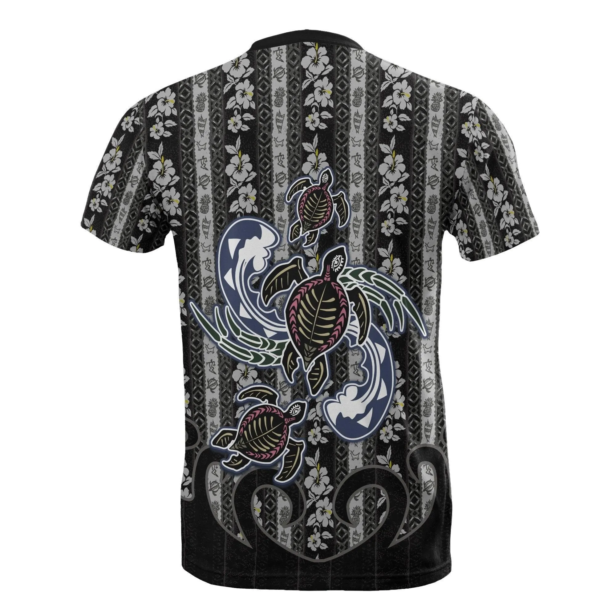 Hawaii T Shirt - Polynesian Turtle Hibiscus Pattern
