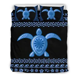 Hawaiian Hibiscus Turtle Polynesian Bedding Sets - Blue Version