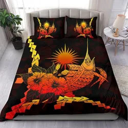 Marshall Islands Polynesian Bedding Set - Swordfish With Hibiscus