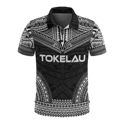 Tokelau Polo Shirt - Tokelau Flag Polynesian Chief Tattoo Black Version