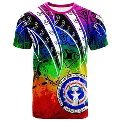 Northern Mariana Islands T shirt - Tropical Leaf Rainbow Color