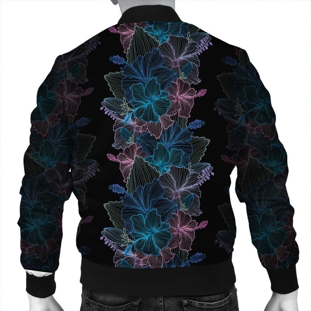 Hawaiian Hibiscus Full Color Polynesian Bomber Jacket