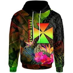 Alohawaii Clothing - Hoodie Wallis and Futuna Polynesian Personalised - Hibiscus and Banana Leaves - BN15