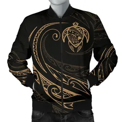 Hawaii Turtle Map Polynesian Mens Bomber Jacket - Gold - Frida Style
