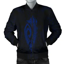 Alohawaii Jacket - Hawaii Kakau Makau Fish Hook Kanaka Map Mens Bomber Jacket Polynesian - Blue - AH - J6