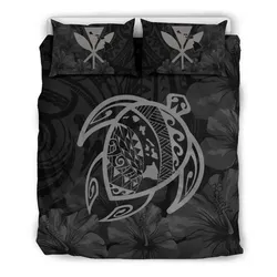 FamilyGater Bedding Set - Cover and Pillow Cases Hawaiian Map Turtle Kanaka Hibiscus Polynesian - Gray - AH J4