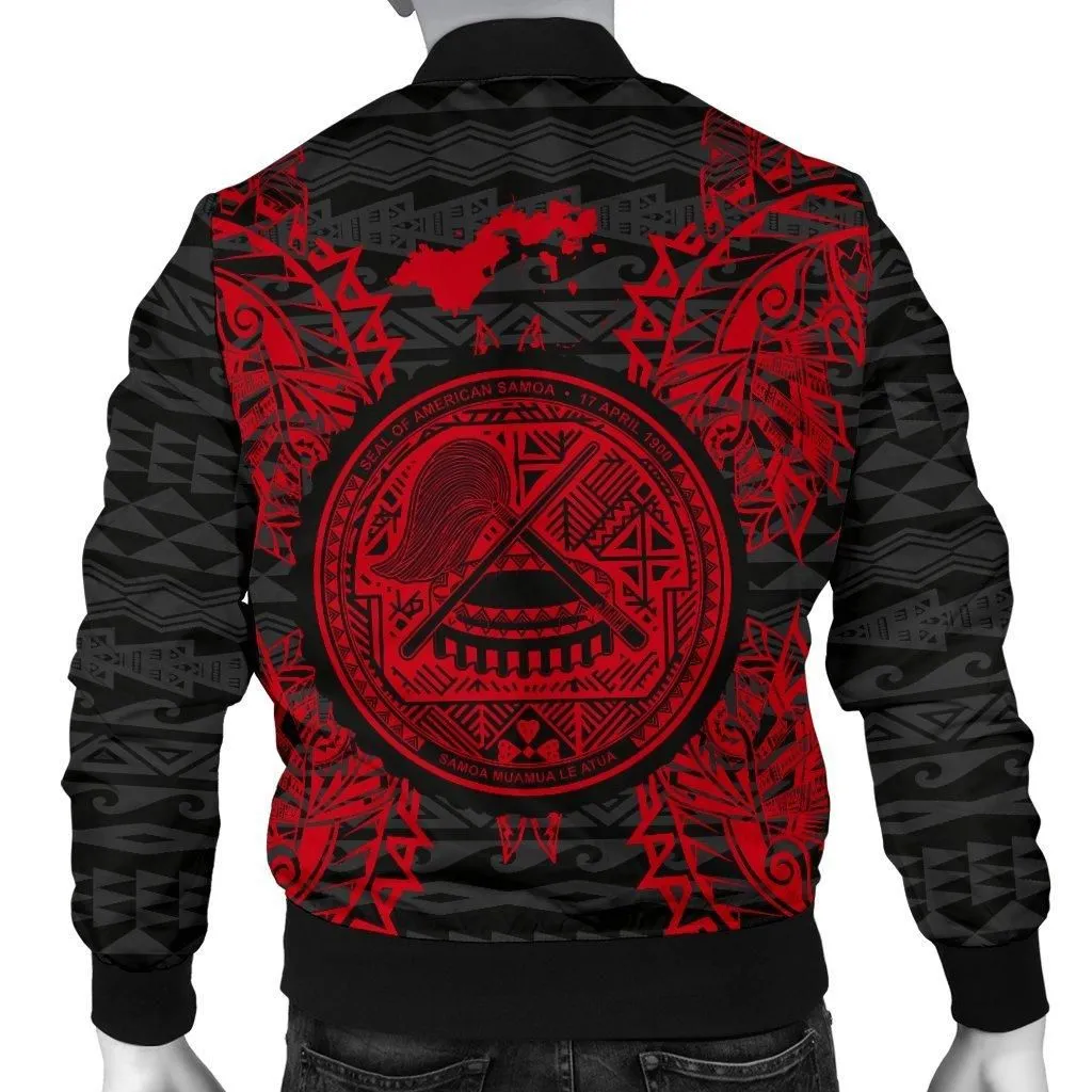 American Samoa Polynesian Mens Bomber Jacket Map Red