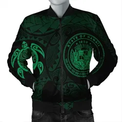 Alohawaii Jacket - Hawaiian Coat Of Arms Turtle Polynesian Bomber Jacket Green AH - J7R