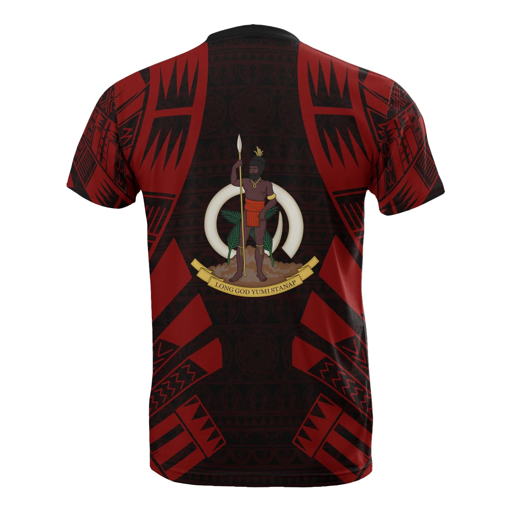 Vanuatu T shirt - Vanuatu Coat Of Arms Polynesian Tattoo Red Style