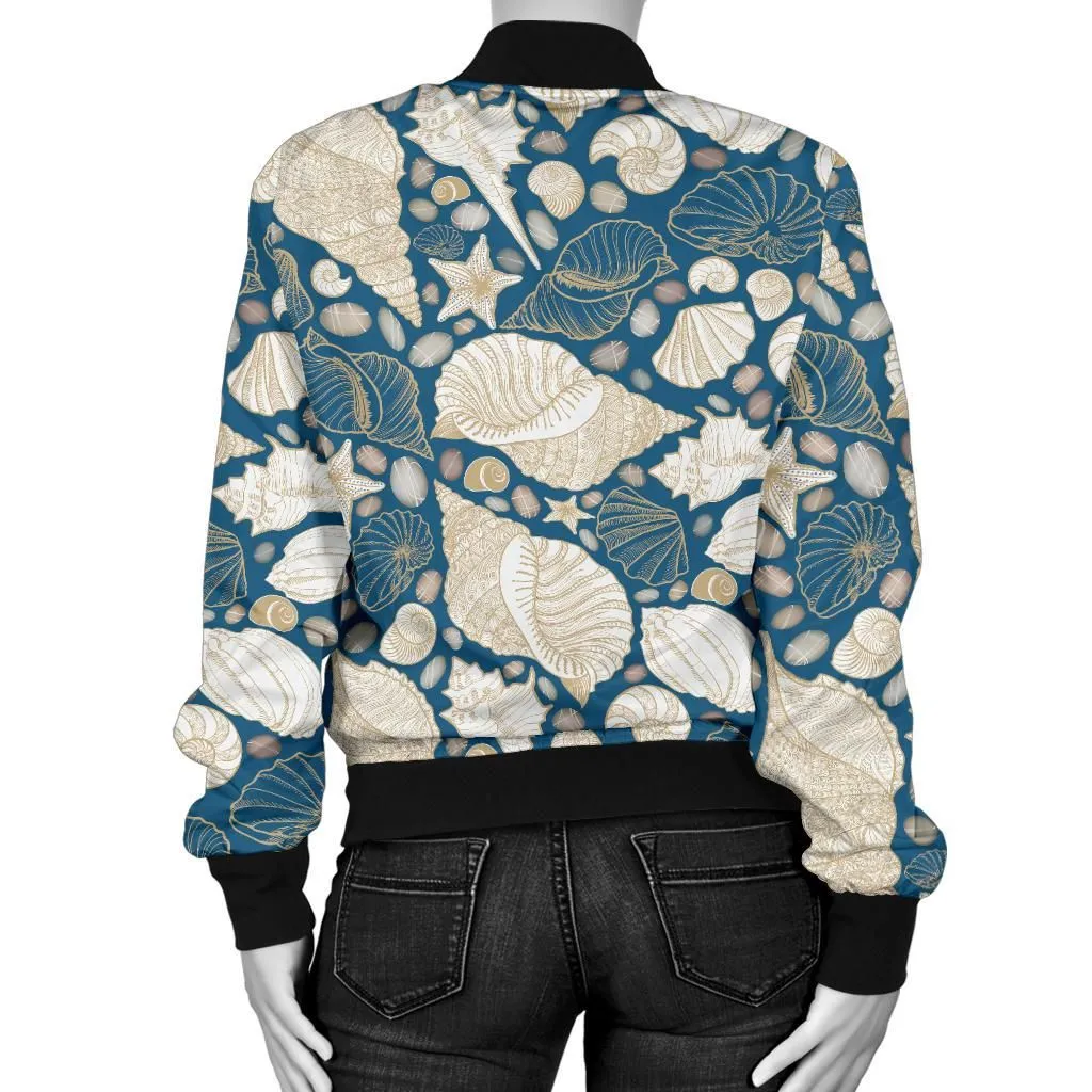 Shell Polynesian Tribal Design Pattern WomenS Bomber Jacket