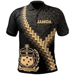 Samoa Polo Shirt - Samoa Coat Of Arms With Polynesian Tattoo Gold