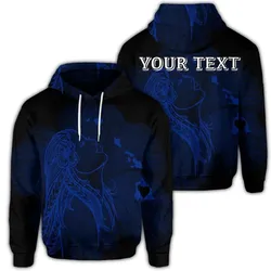 (Personalised) Hawaiian Map Heart Hula Girl Hibiscus Blue Polynesian Hoodie - AH