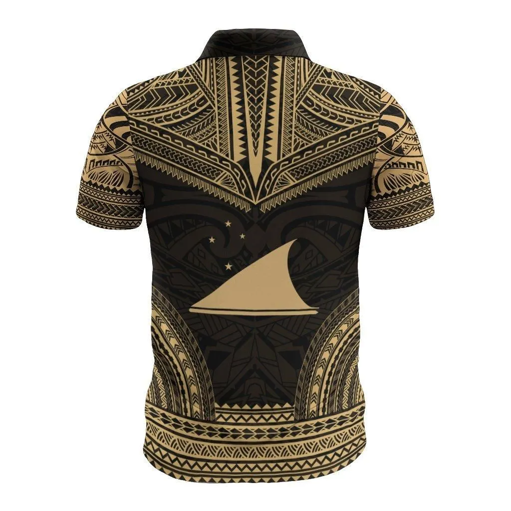 Tokelau Polo Shirt - Tokelau Flag Polynesian Chief Tattoo Gold Version