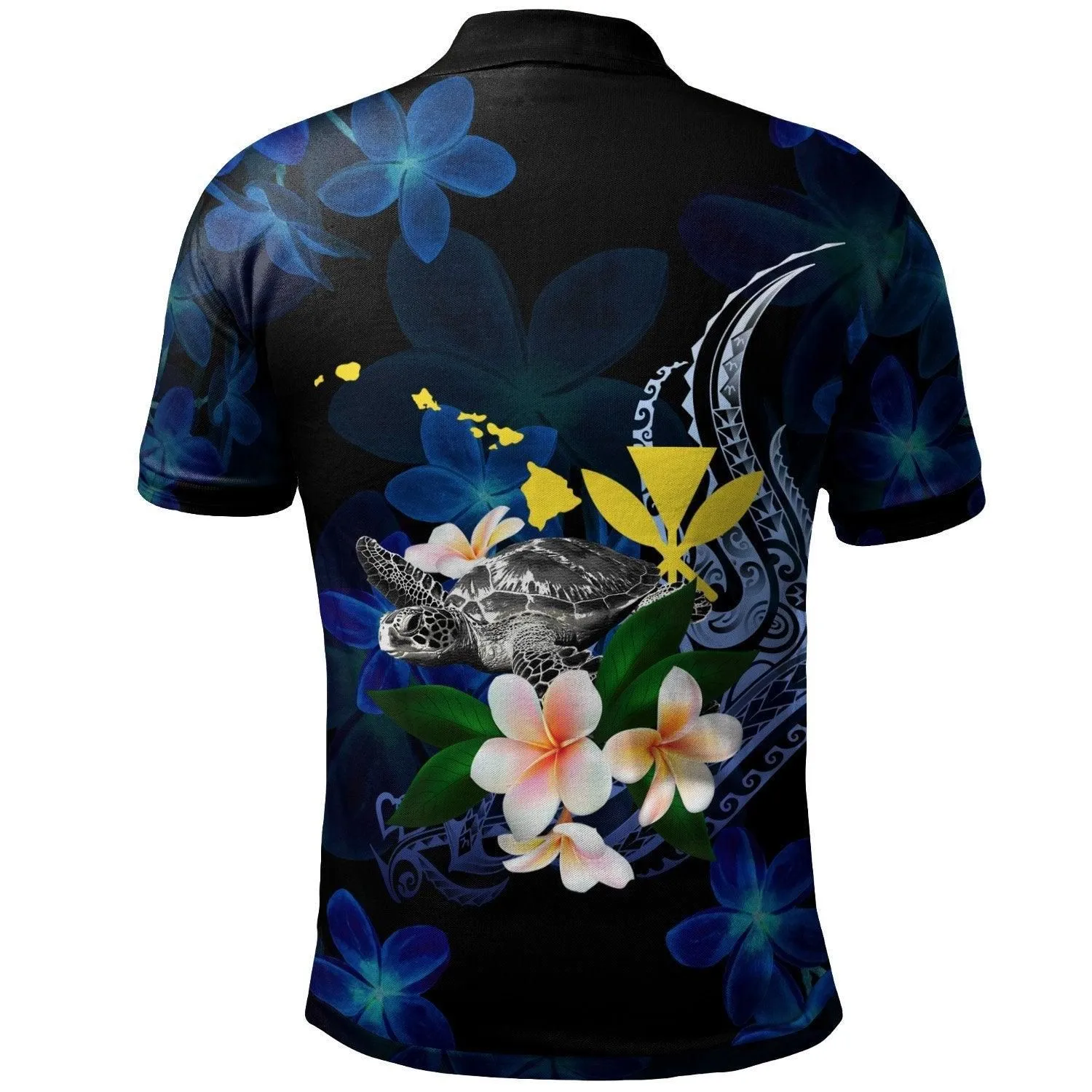 Polynesian Hawaii Polo Shirt - Turtle With Plumeria Flowers