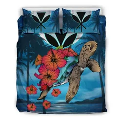 FamilyGater Home Set - Hawaii Turtle Kanaka Hibiscus Stary Night Bedding Set - AH - J4