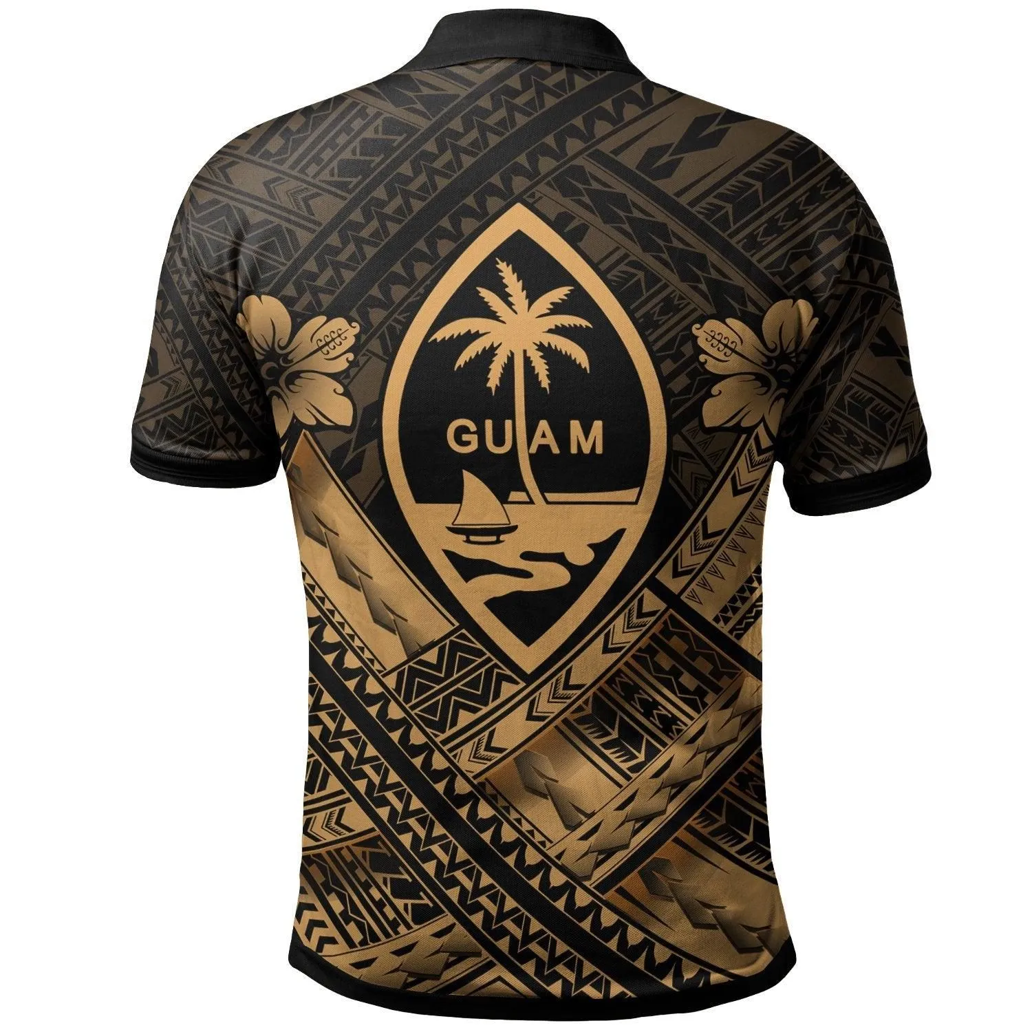 Guam Polynesian Polo Shirt - Guam Gold Seal Camisole Hibiscus Style
