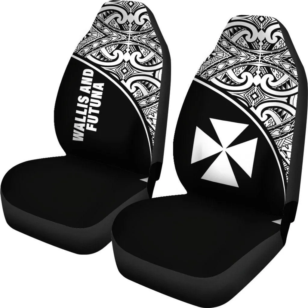 Wallis and Futuna Car Seat Covers - Wallis and Futuna Coat Of Arms Polynesian Tattoo White Curve